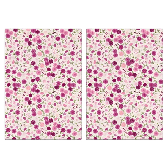 2 Pcs Funny Kitchen Towels,Pink Pioneer Flower Pattern Microfiber Dish Towels,Kitchen Tea Towels,Kitchen Towel Set (18" X 26")