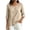 Khaki, variant on Womens Shirts Summer 100% Cotton Round Neck Fashion 3/4 Sleeve Pullover Top