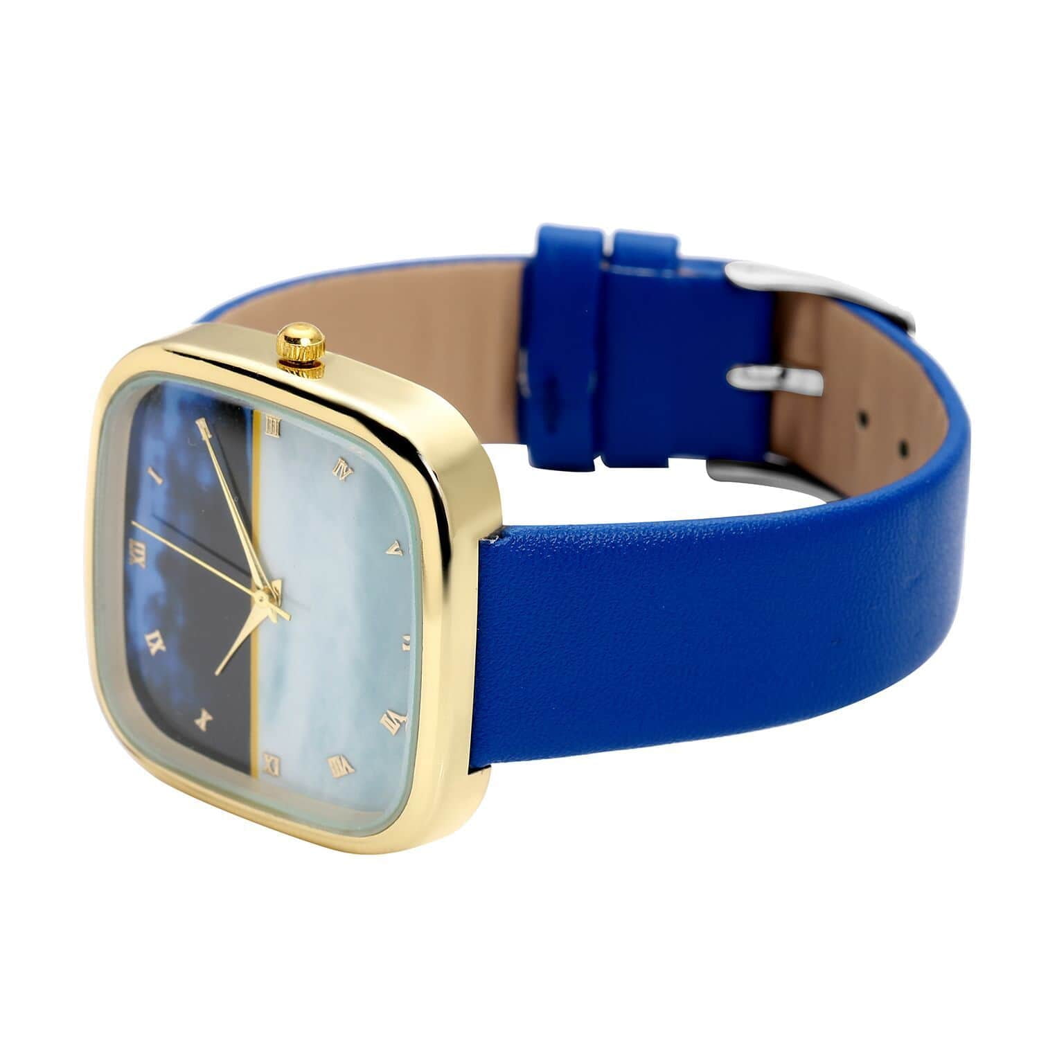 Shop LC Strada Japanese Movement 3D Simulated Lapis Dial Watch in Blue  Color Faux Leather Strap (35.80mm) (5.5-7.5 inches) Valentine Gifts