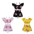 thumbnail image 3 of GYRATEDREAM Kids Baby Girls Outfits Floral Ruffle Strap Crop Tops+Shorts Set Toddler Summer Clothes 1-6 Years, 3 of 10