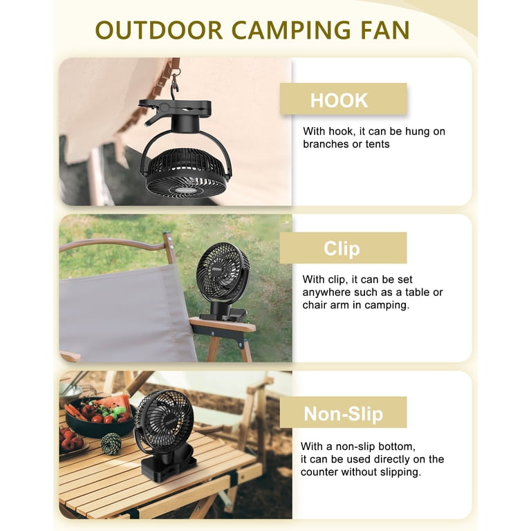 AWANFI 10000mAh Clip-On Desk Fan, 4 Speeds, Remote photo 7