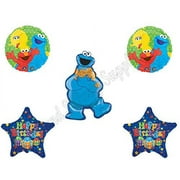 5 piece Cookie Monster Sesame Street Birthday Party Balloons Decorations Supplies