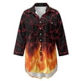 thumbnail image 4 of Xoenoiee Fire Flame Print Bathing Suit Cover Up for Women Lightweight Swimsuit Coverup Dress Long Sleeve Button Shirt Beach Cover Ups Summer Vacation Outfit, S, 4 of 7