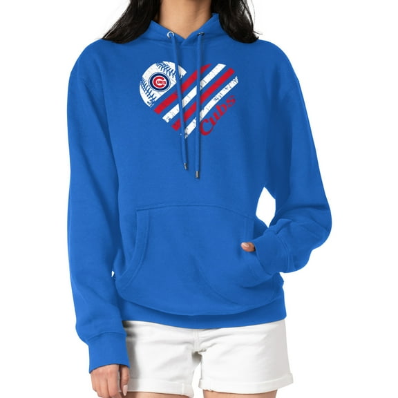 Women's G-III 4Her by Carl Banks  Royal Chicago Cubs Heart Fleece Pullover Hoodie