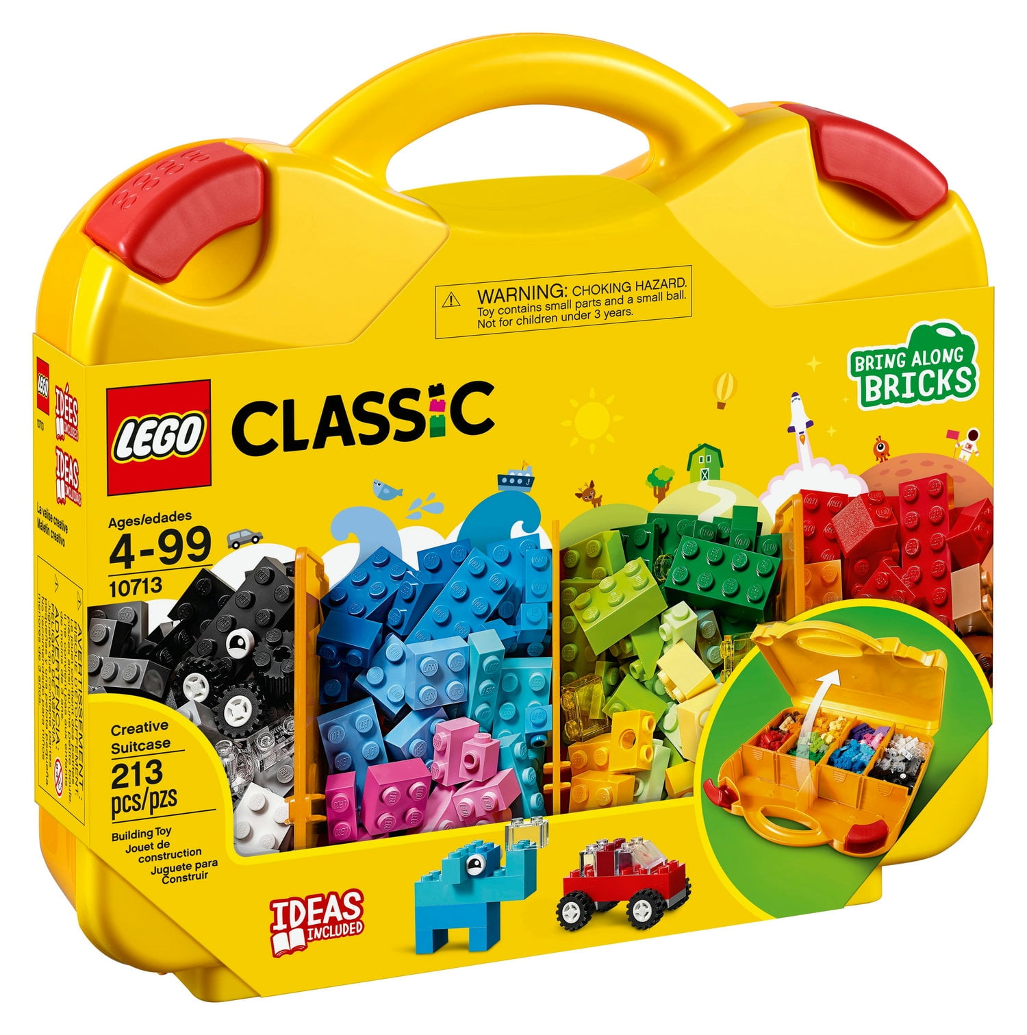 LEGO 10713 Classic Yellow Suitcase Carry Handle 213 Piece Storage Box Gift Set 