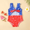thumbnail image 3 of Franhais Kid Girl Independent Day Cartoon Star Print Summer Beach Bodysuit Swimsuit, 3 of 9