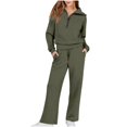 thumbnail image 5 of LEKODE tracksuits for women set two piece sets for women summer lounge sets for women Sweatshirt Wide Leg Sweatpants women track suits 2 piece set Army Green L, 5 of 6