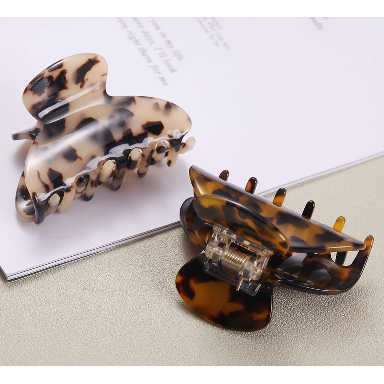 EIMELI 2PCS Medium Hair Claw Clips Tortoise Shell French  display picture 3