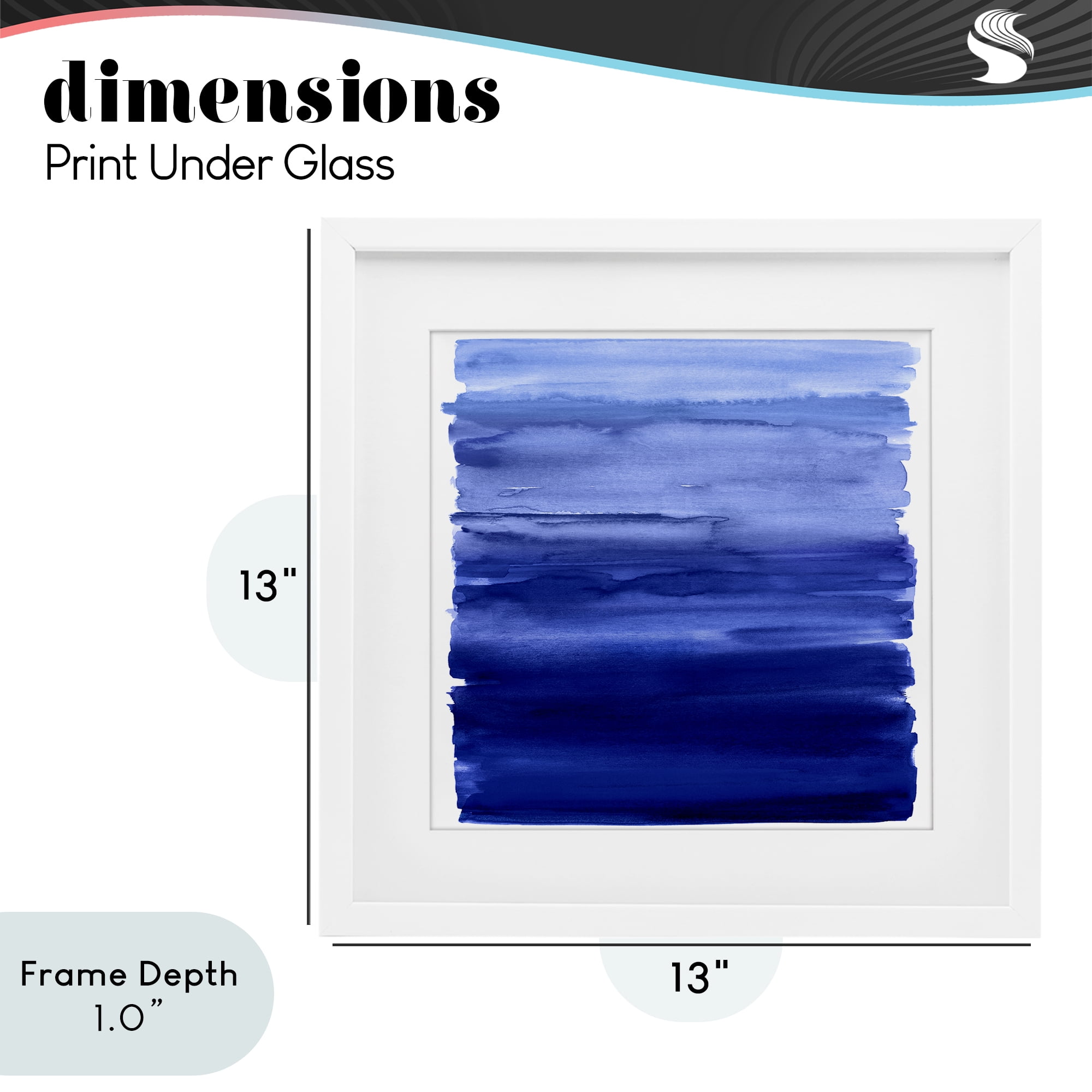 Stupell Industries Indigo Ombre Gradient White Framed Print Under Glass, design by Allie Corbin