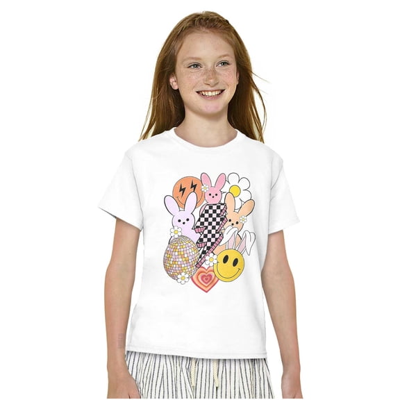 Spring Easter Bunny Disco Collage Girls Kids T Shirt Tees Teen Brisco Brands S