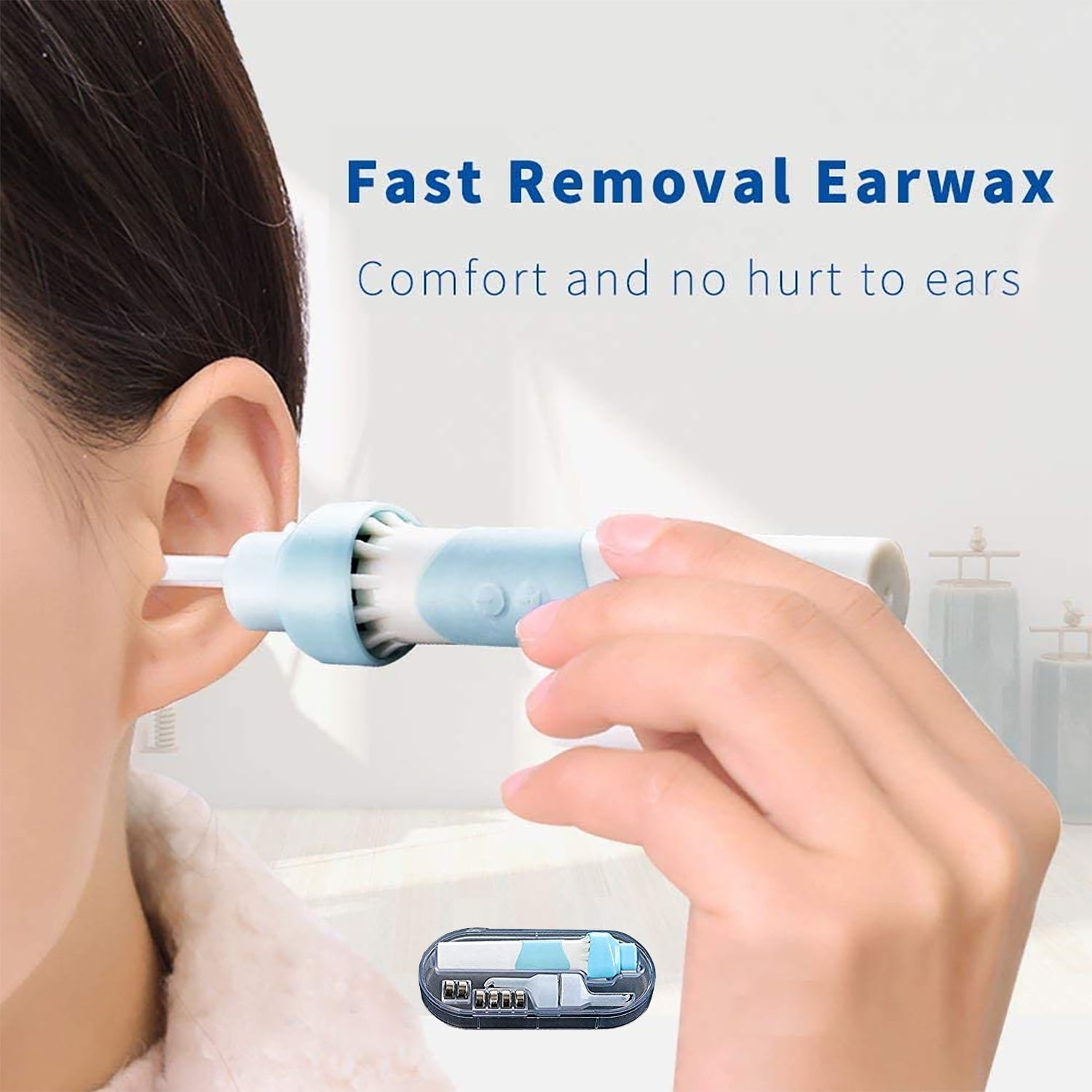 Electric Earwax Cleaner, Earwax Removal Kits, Portable Automatic Vacuum Ear Cleaners, Soft Silicone Earwax Removal Tools LED Light Powerful Suction for Adults Kids