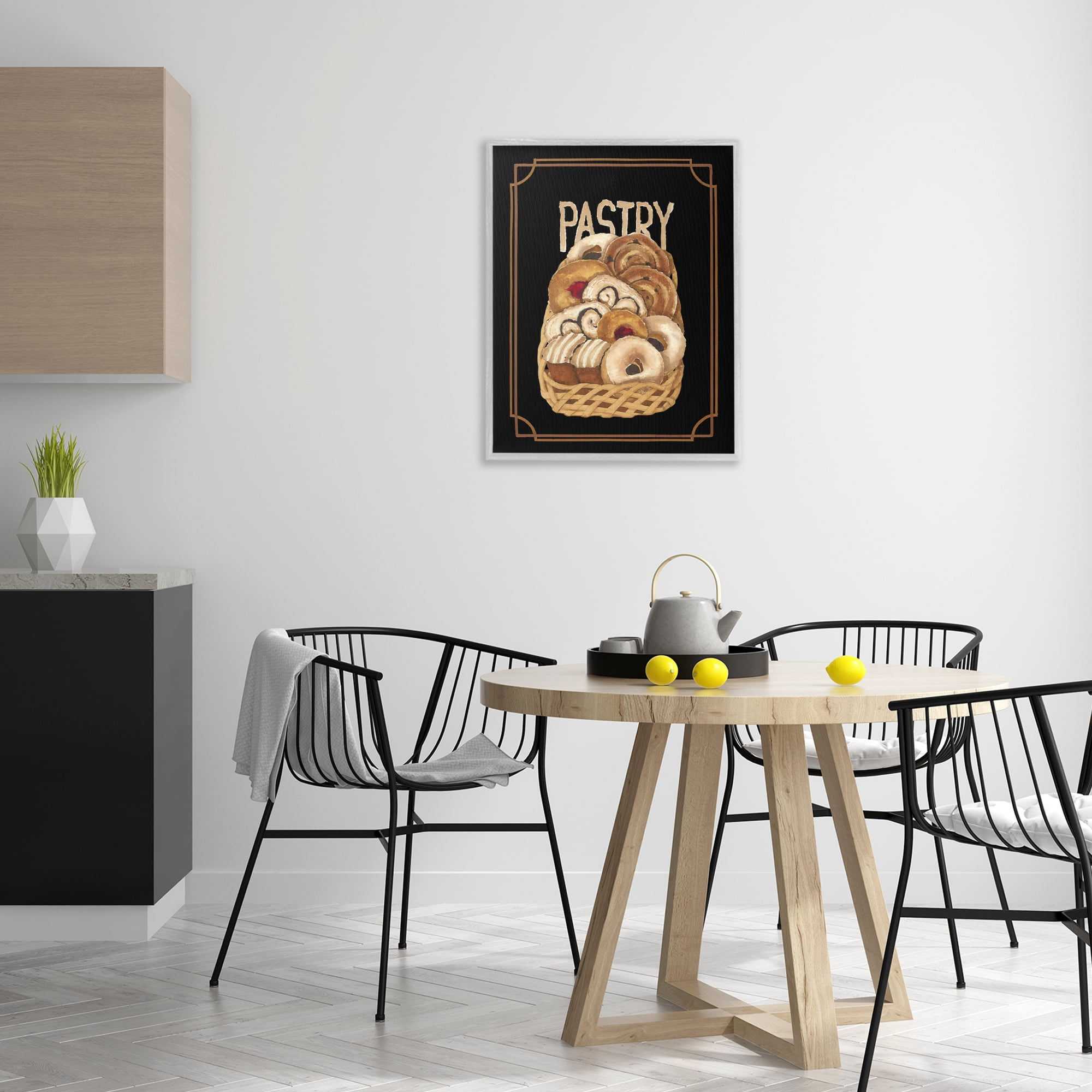 Stupell Industries Traditional Pasty Basket Food & Beverage Painting Gray Framed Art Print Wall Art, 24 x 30
