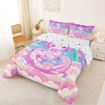 thumbnail image 3 of Manfei Cute Axolotl Full Size Comforter Sets, Moon Rainbow Sky Bedding Comforter Set, Pink Purple, Stars Reversible, 3-Piece, 1 Comforter and 2 Pillowcases, 3 of 7