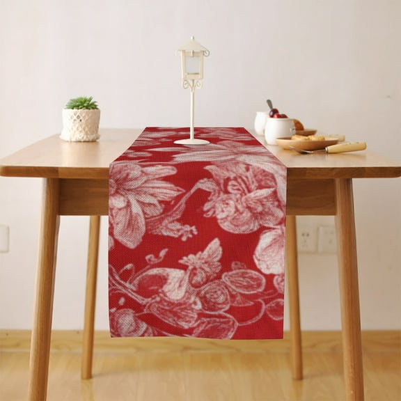 Red (2) Table Runner, Seasonal Fall Winter Kitchen Dining Table Decoration for Home Party Decor 13 x 72 Inch