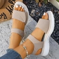 thumbnail image 5 of Women's Athletic Platform Sandals, Adjustable Strap Open-Toe Flat Shoes, Comfortable Wide Width Casual Dress Sandals for Daily Walk Summer, Black/Navy/Beige, 5 of 10