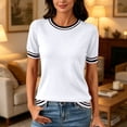 thumbnail image 6 of Women's Lightweight Short Sleeve Sweater Top Business Casual Crew Neck Summer Loose Basic Tops by Yigetop White 3XL, 6 of 6