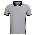 thumbnail image 4 of Men Polo Shirts Color Block Summer Casual Short Sleeve Comfortable Top Button Collared Slim Fit Mens Dress Shirts, 4 of 7