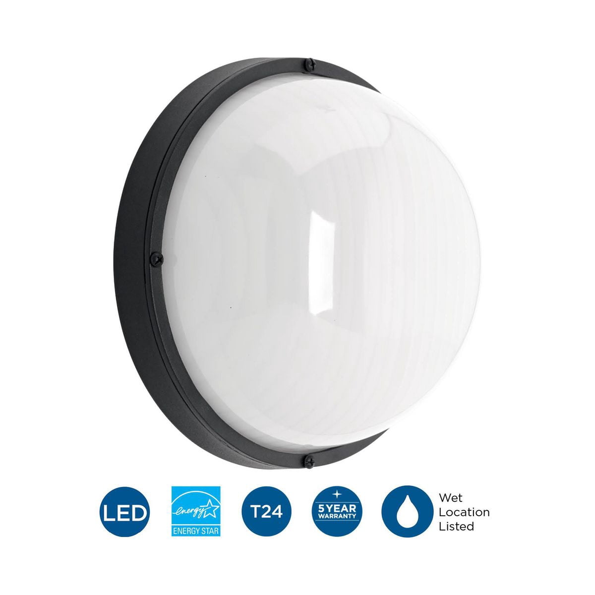 One-Light 9-1/2" LED Wall or Ceiling Bulkhead