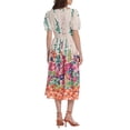 thumbnail image 2 of Donna Morgan Puff Sleeve Midi Dress Ivory Hot Pink 2, 2 of 2