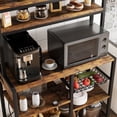 thumbnail image 5 of Bakers Rack with Power Outlet, Coffee Bar with Wire Drawer, Microwave Stand, Kitchen Buffet Table with Large Storage, 6-Tier Kitchen Storage Rack with Hutch for Dining, Living Room, Brown, 5 of 8