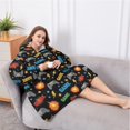 thumbnail image 5 of Oversized Wearable Blanket Hoodie,Multicolor Controllers Games Text Black Pattern Sherpa Blanket Hoodie with Super Pockets,Super Warm Fuzzy Pullover for Women & Men, 5 of 6