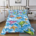 thumbnail image 1 of Erosebridal Colorful Sea Turtle Coverlet Set King, Cute Starfish Bedding Set, Cartoon Ocean Decor, 1 of 5
