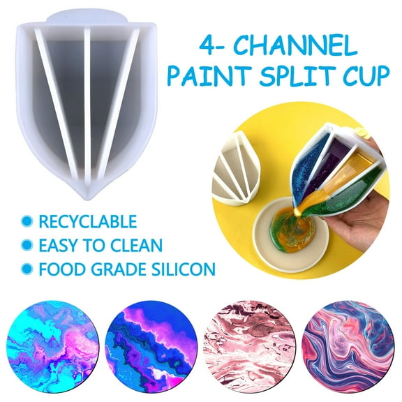 OAVQHLG3B 4 Channels Split Cups For Paints Pouring Silicone Pouring Cup Dividers Painting Tools For Acrylic Paint Resin Pouring