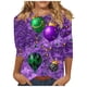 thumbnail image 2 of RKSTN Mardi Gras 3/4 Sleeve T Shirts for Women Top Oversized Crewneck Carnival Mask Print 3/4 Length Sleeve Shirt Womens Casual Round Neck Mask Tuesday Carnival Party Three Quarter Sleeve Tee Shirt, 2 of 5