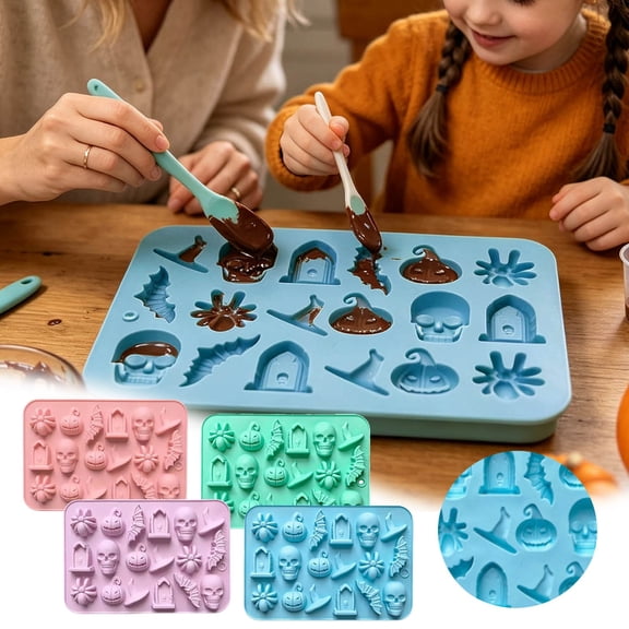 Halloween Silicone Ice Cube Tray 7.1" x 4.7" Novelty Mold Reusable Freezer Ice Maker for Festive