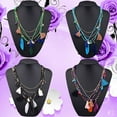thumbnail image 4 of harmtty Women Boho Ethnic Style Feathers Tassels Beads Multi-layer Chain Necklace,Black, 4 of 8