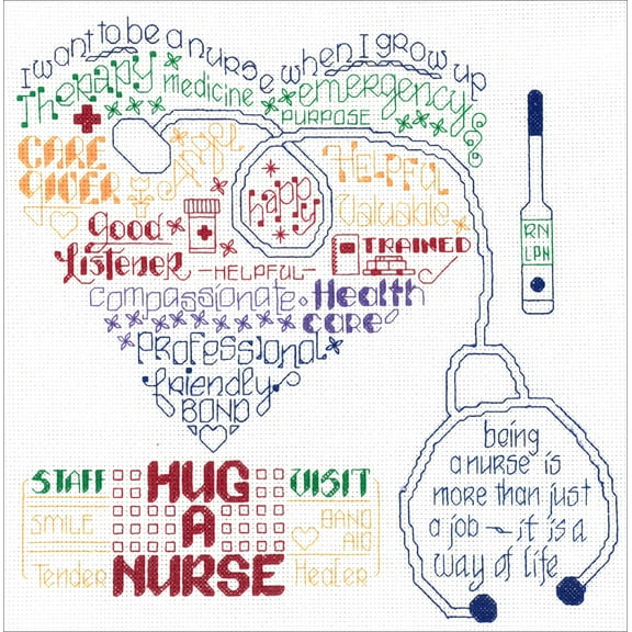 Imaginating Counted Cross Stitch Kit 10"X10"-Let's Hug A Nurse (14 Count)
