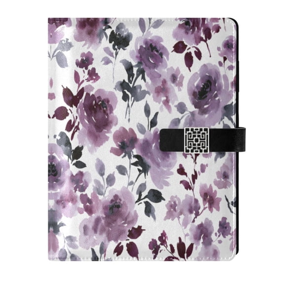 Leather Planner Leather Notebook Notebook Journal Binder Design Pen Pocket Design Convenient for Storage White Base Purple Waterbloom