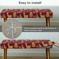 thumbnail image 5 of POLERO Golden Reindeer Print Dining Bench Cover Christmas Decorations Stretch Bench Seat Slipcover with Elastic Band Rectangle Chair Cover for Home Living Room, 5 of 8