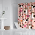 thumbnail image 2 of Pink Beagle and Flower Shower Curtain 72"x84" ,Bathroom Decorative Shower Curtains Set with 12 Hooks,Modern Waterproof Washable Shower Curtain, 2 of 6