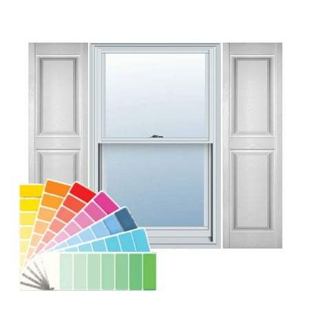 Builders Edge 12" x 59" Raised Panel Vinyl Exterior Shutters Pair in Paintable