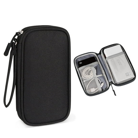 Loetky Travel Cable Organizer Pouch Electronic Accessories Carry Case Portable Waterproof Double Layers All-In-One Storage Bag for Cord, Charger, Phone, Earphone, 1X Card Holder