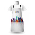 thumbnail image 3 of Boston Apron, Skyline Silhouette of Vibrant Rainbow Color Geometric Style and Reflection Effect, Unisex Kitchen Bib with Adjustable Neck for Cooking Gardening, Adult Size, Multicolor, by Ambesonne, 3 of 4