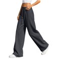 thumbnail image 3 of Wide Leg Yoga Pants for Women Baggy Sweatpants High Waisted Track Pants | Workout, Athletic, with Pockets, Y2k, Straight Leg, Lounge, Casual, Comfy, Vacation, Trousers, Daily Wear (Dark Gray,L), 3 of 7