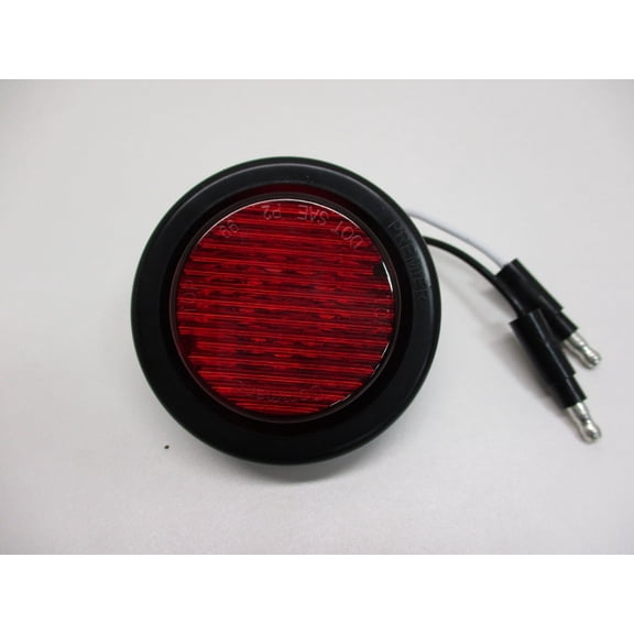 Red 2 inch Round LED Truck Trailer Side Marker Clearance Light / Grommet