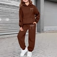 thumbnail image 2 of Girl's 2 Piece Pullover Sweatshirt Set Casual Letter Print Hoodie And Pants Outfit Fashion Two Piece Comfy Soft Blend Casual Pants Set 10-11 Years, 2 of 6