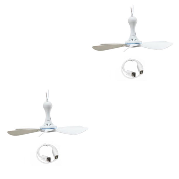 Advancent Ventilador de techo Ventiladores colgantes 6 hojas Alimentado por USB Exterior Interior Hogar Camping Restaurante Cama Dosel Sala de Tipo 1 2piezas