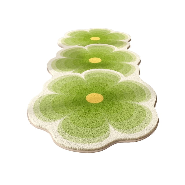 COM1950s Floral Area Rug, Soft Polyester Doormat, Non-Slip Runner for Bedroom, Easy Clean Decorative Floor Mat, 47.2" L x 15.7" W
