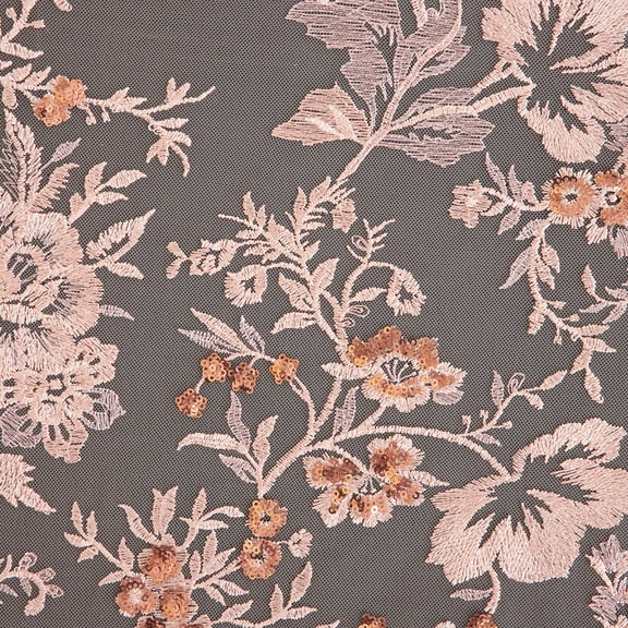 Zelouf Francesca Sequin Embroidery Mesh  , Sewing, DIY, Crafts Fabric by the Yard, Mauve, 3 Yard