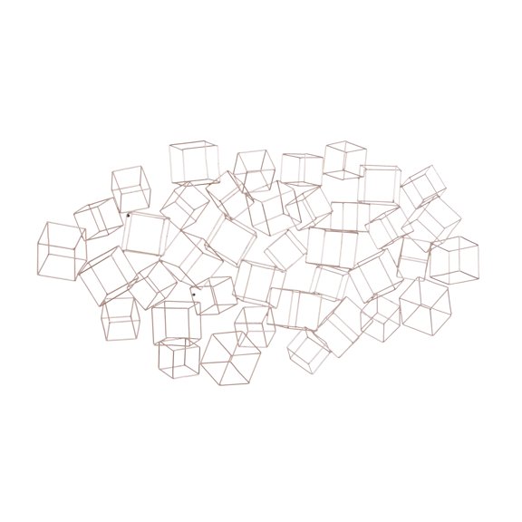 DecMode Black Metal 3D Layered Wire Cube Geometric Wall Decor