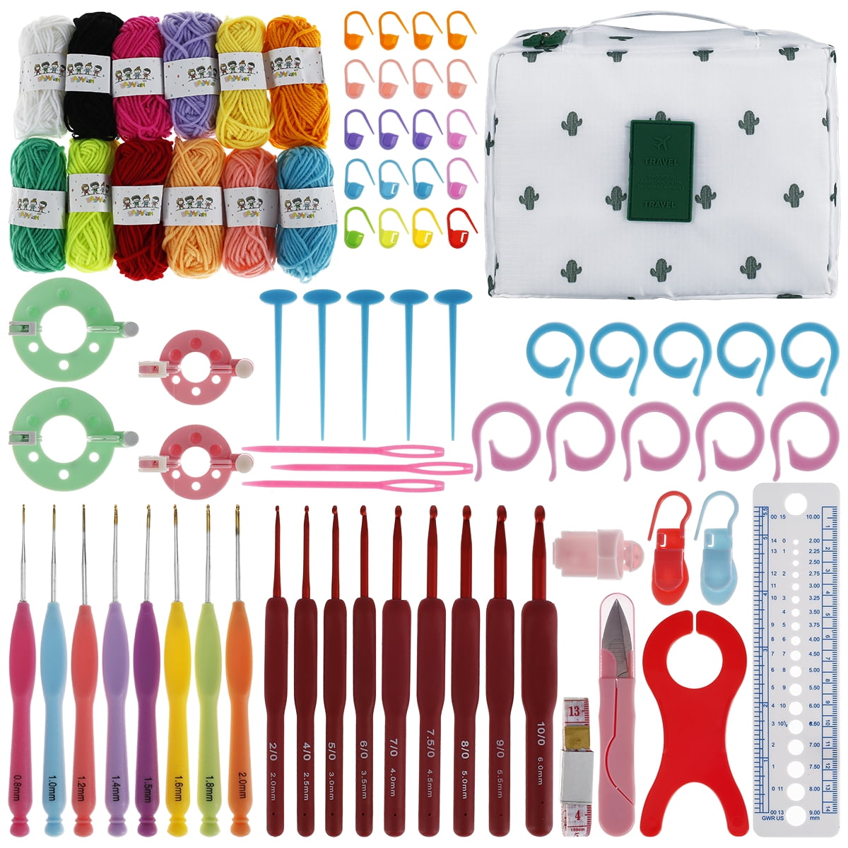 MLfire 68PCS Crochet Kits for Beginners Colorful Crochet Hooks Set with  Case Practical Knitting Starter Kit 13 Crochet Hooks 6 Rolls Yarn and