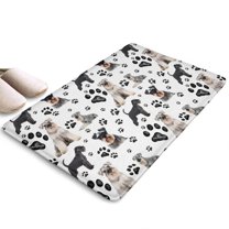 Schnauzer Dogs with Paw Flannel Non Slip Door Rugs,Washable Door Mats Indoor,Decorative Door Mats,Dirt-Resistant and Absorbent Doormat for Entrance,Bedroom,Kitchen,Bathroom,31.5x17in(80x43cm)