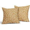 thumbnail image 2 of Mustard Yellow Beige Daisy Floral Pillow Covers 18X18 Inch Vintage Flowers Decorative Pillow Cases Set of 2 Block Print Cotton Linen Throw Pillows Farmhouse Decor For Couch Porch Bed Cushion Outdoor, 2 of 6