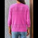 thumbnail image 4 of Cárdigan Corto de Verano para Mujer, Suéter de Punto Fino de Crochet con Botones y Mangas 3/4. Rosa Roja XL, 4 of 9