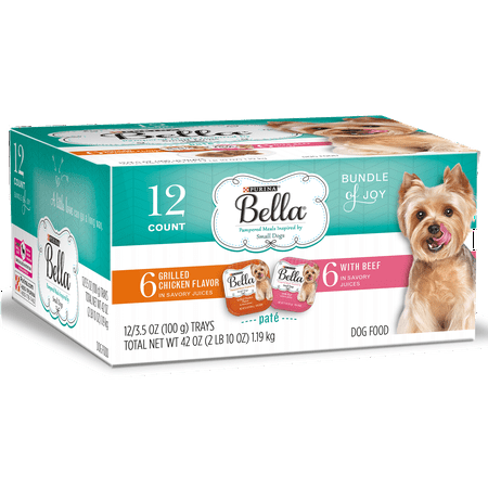 Train Therapy Dog Purina Bella Bundle of Joy With Grilled Chicken & Beef Flavors Adult Wet Dog Food Variety Pack - (12) 3.5 oz. Trays ()