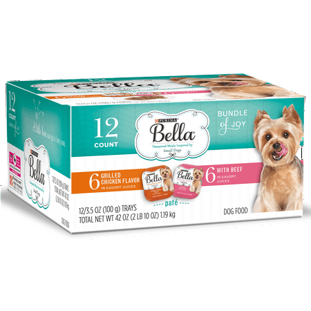 Purina Bella Bundle of Joy With Grilled Chicken & Beef Flavors Adult Wet Dog Food Variety Pack - (12) 3.5 oz. (Best Dog Food For Fat Dogs)